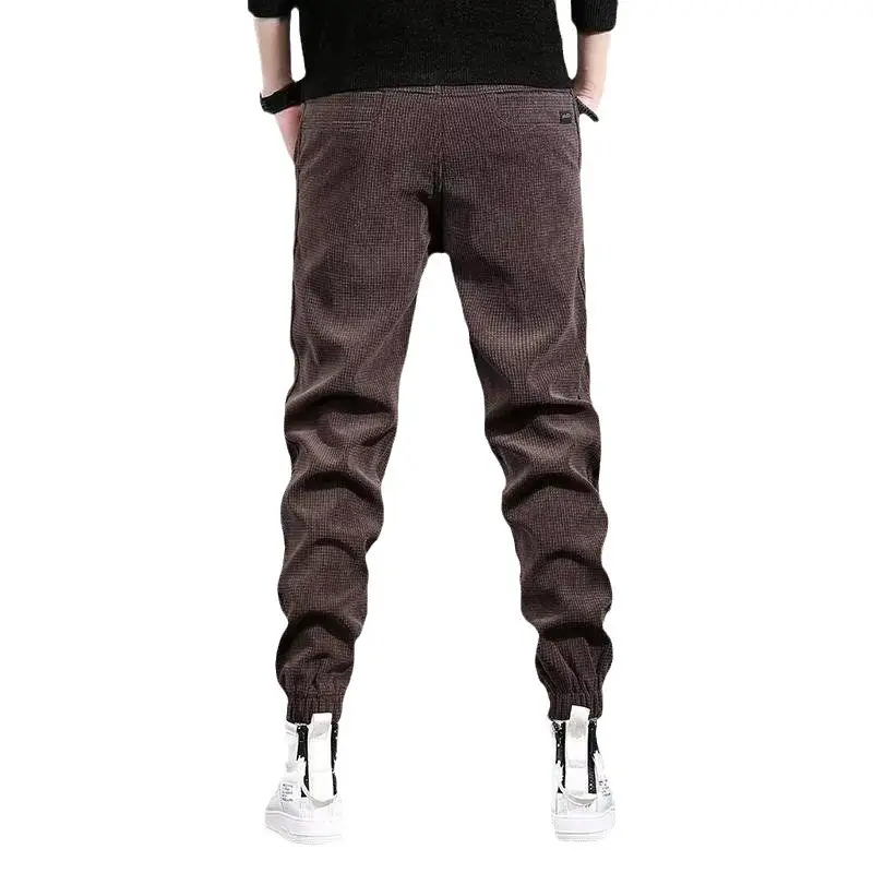 Men Fleece Pants Brown Loose Toe Winter 2024