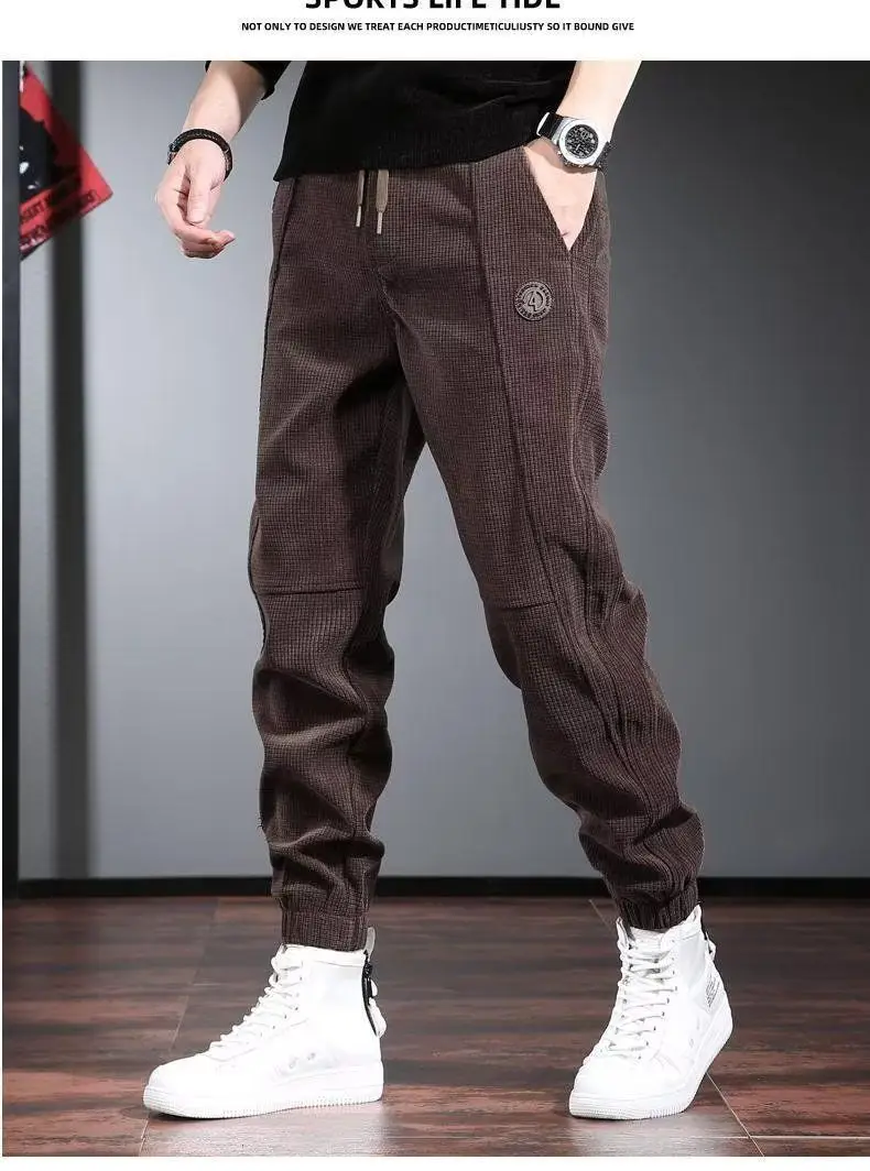 Men Fleece Pants Brown Loose Toe Winter 2024 — feature 3