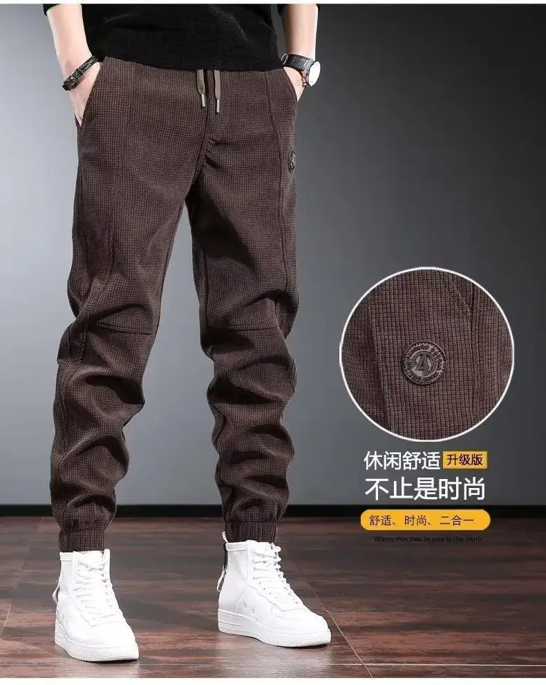 Men Fleece Pants Brown Loose Toe Winter 2024 — feature 9