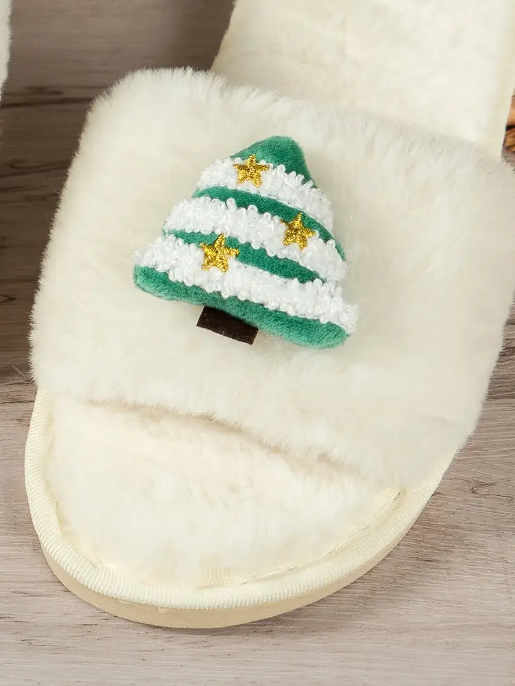 Cross-Border Amazon Foreign Trade Plus-Size Women's 2026 Autumn and Winter New Christmas Open-Toe Furry Home Cotton Slippers — feature 12