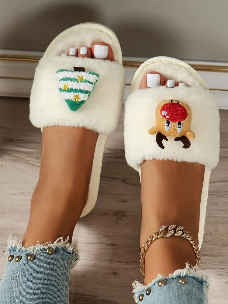 Cross-Border Amazon Foreign Trade Plus-Size Women's 2026 Autumn and Winter New Christmas Open-Toe Furry Home Cotton Slippers — feature 16