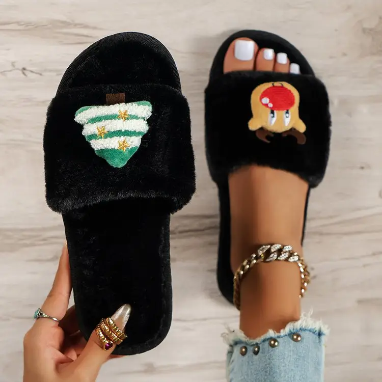 Cross-Border Amazon Foreign Trade Plus-Size Women's 2026 Autumn and Winter New Christmas Open-Toe Furry Home Cotton Slippers — feature 19