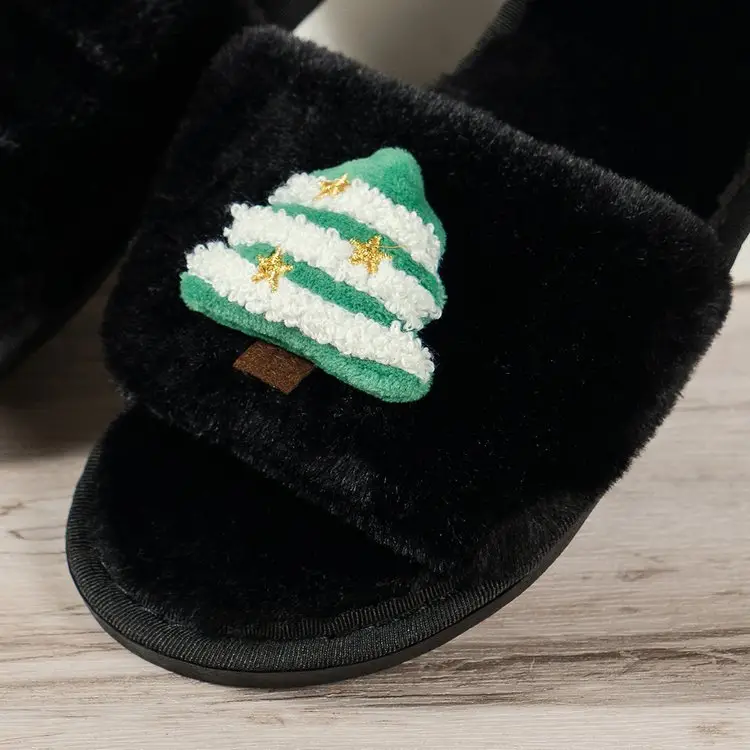 Cross-Border Amazon Foreign Trade Plus-Size Women's 2026 Autumn and Winter New Christmas Open-Toe Furry Home Cotton Slippers — feature 22