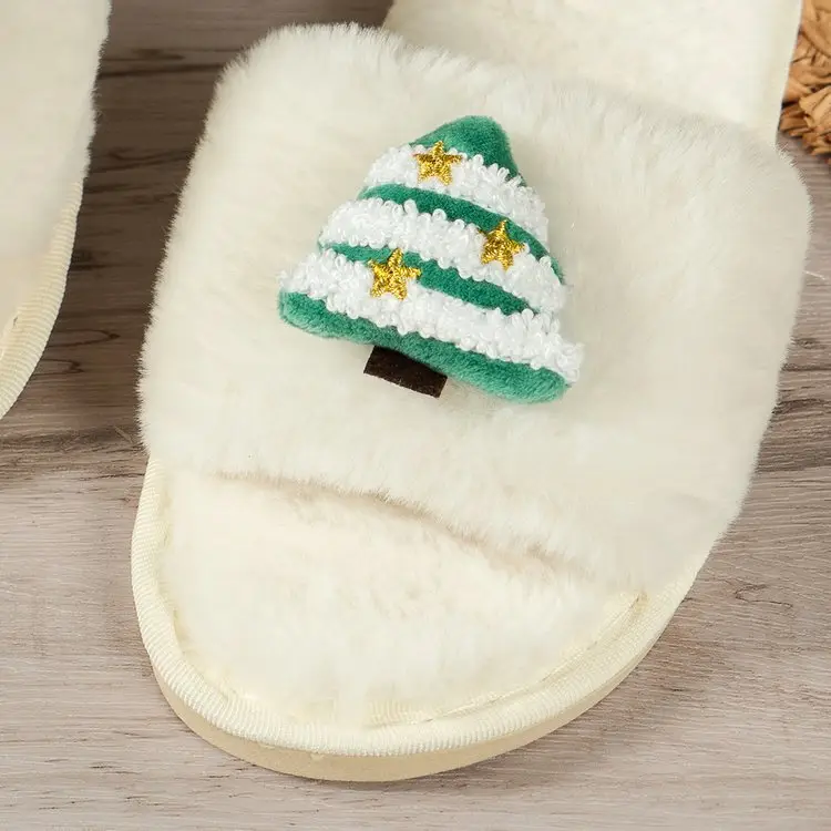 Cross-Border Amazon Foreign Trade Plus-Size Women's 2026 Autumn and Winter New Christmas Open-Toe Furry Home Cotton Slippers — feature 6