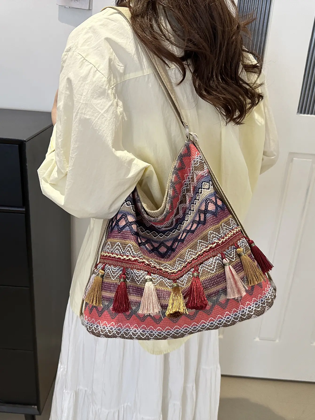 Ethnic Multi-Purpose Tassel Shoulder Bag Large Capacity Women - Image 6