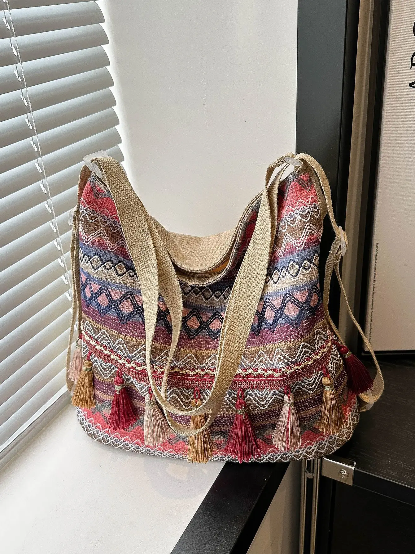 Ethnic Multi-Purpose Tassel Shoulder Bag Large Capacity Women - Image 7