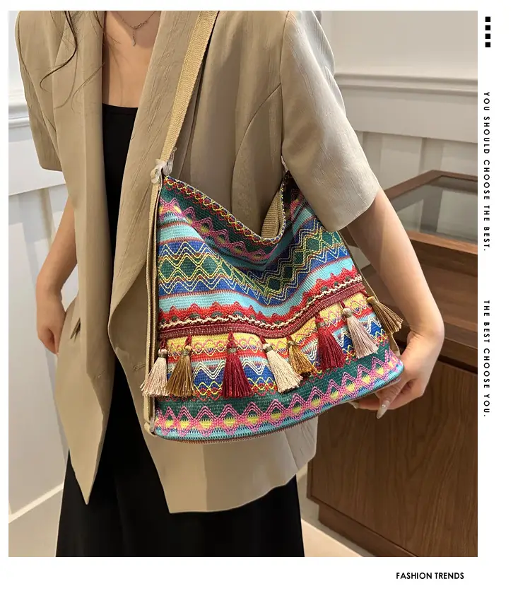 Ethnic Multi-Purpose Tassel Shoulder Bag Large Capacity Women — feature 1