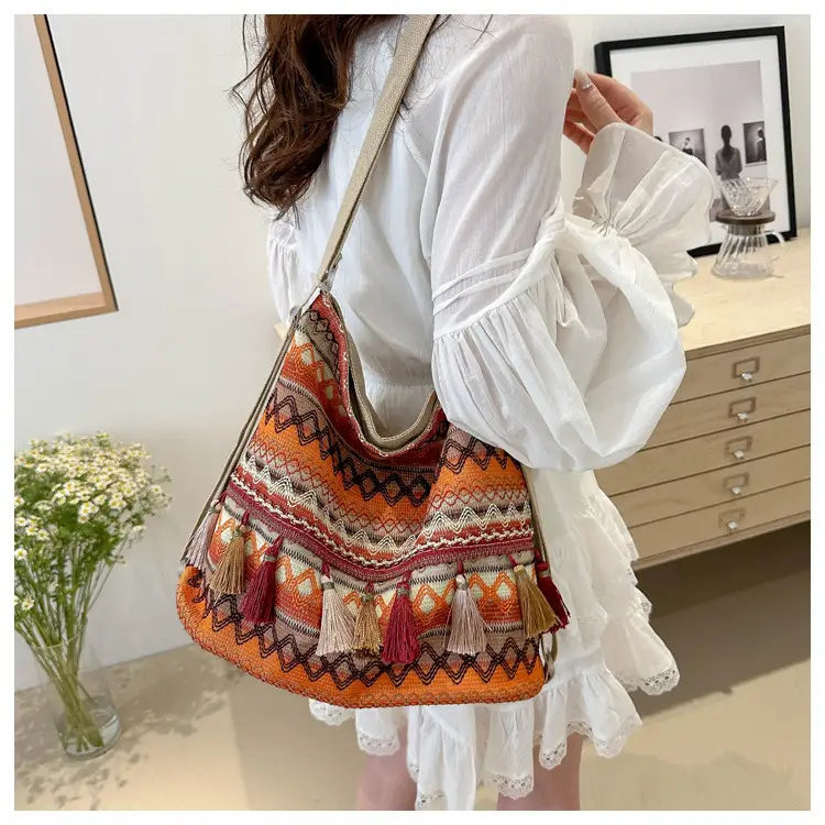 Ethnic Multi-Purpose Tassel Shoulder Bag Large Capacity Women — feature 11