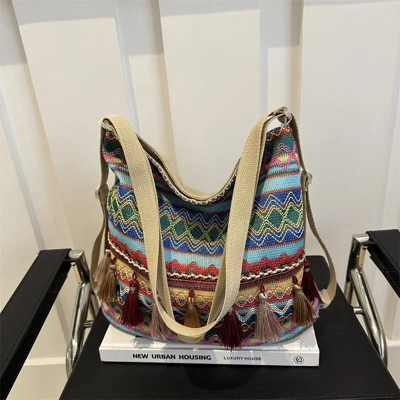 Ethnic Multi-Purpose Tassel Shoulder Bag Large Capacity Women - Image 2