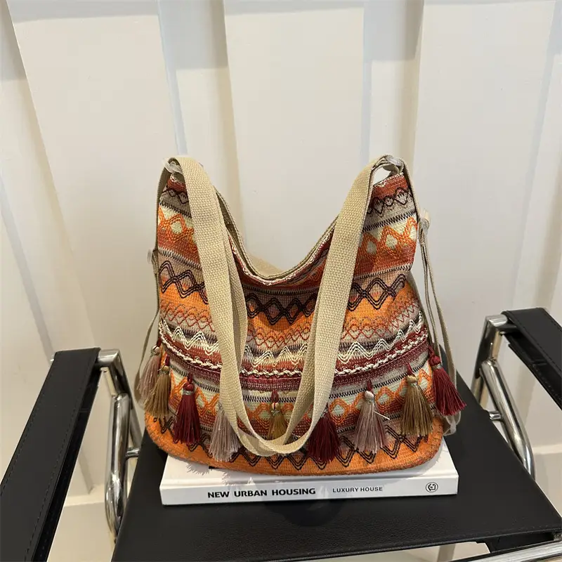 Ethnic Multi-Purpose Tassel Shoulder Bag Large Capacity Women - Image 3