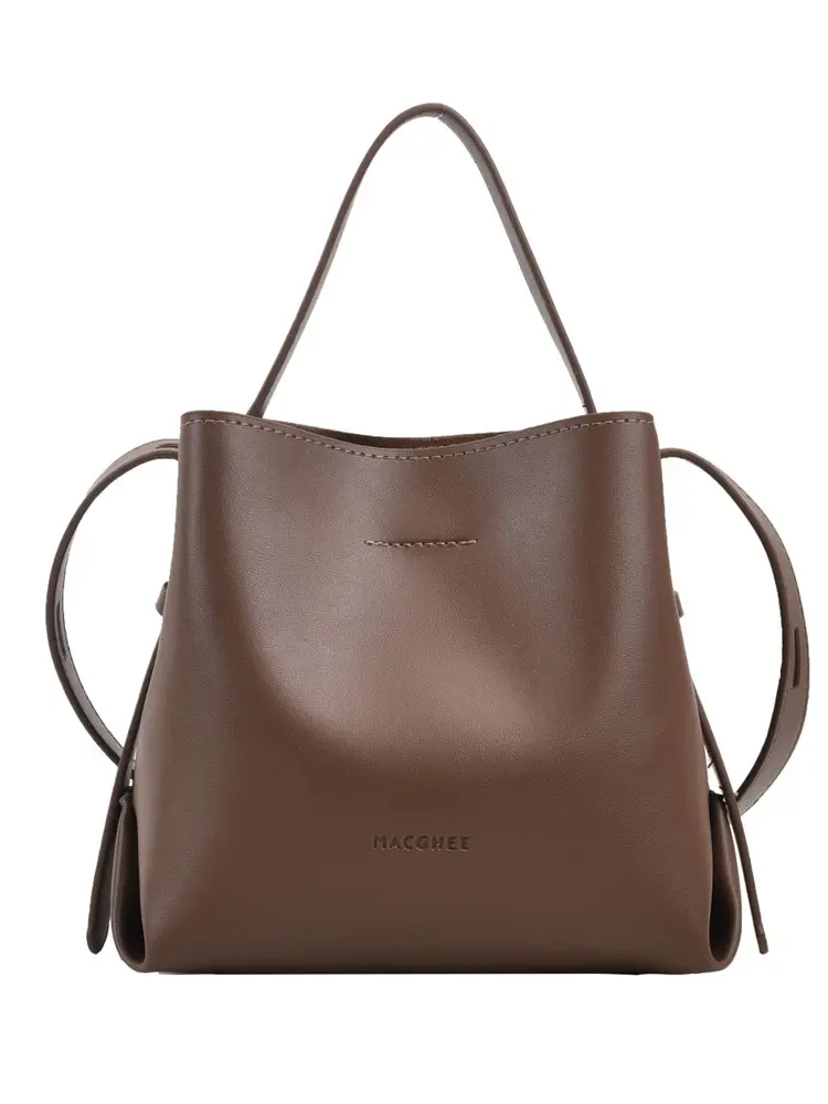 Women's Brown Leather Bucket Bag Small 2024 - Image 10