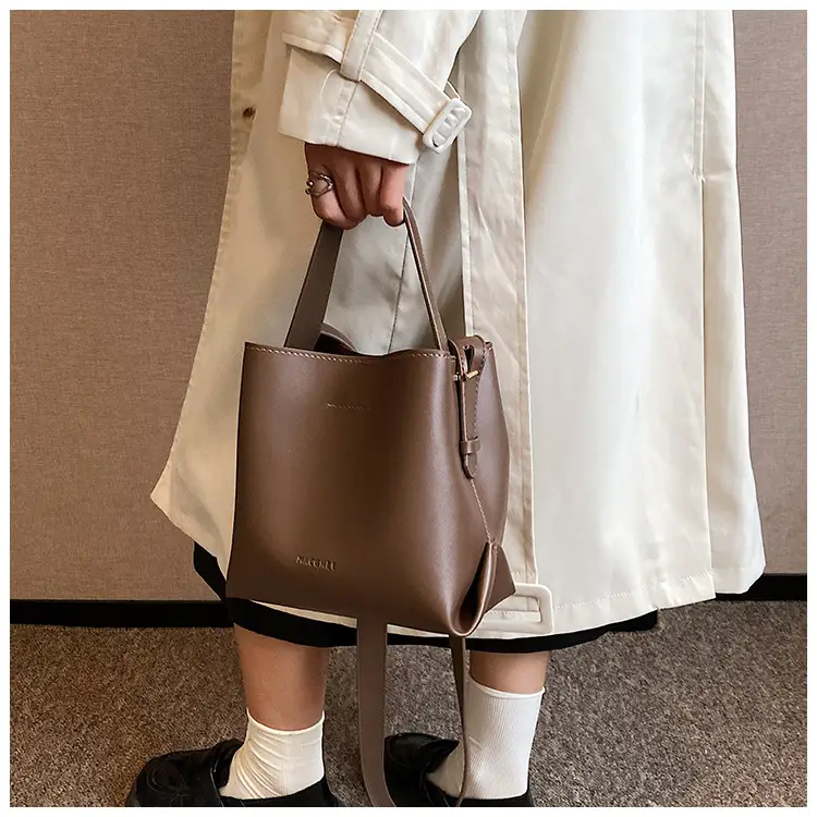 Women's Brown Leather Bucket Bag Small 2024 β feature 16