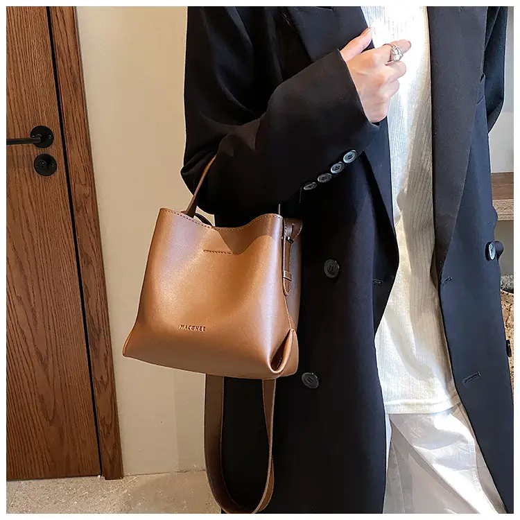 Women's Brown Leather Bucket Bag Small 2024 β feature 22