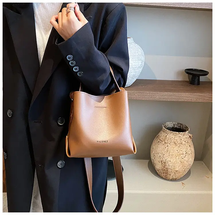 Women's Brown Leather Bucket Bag Small 2024 β feature 24