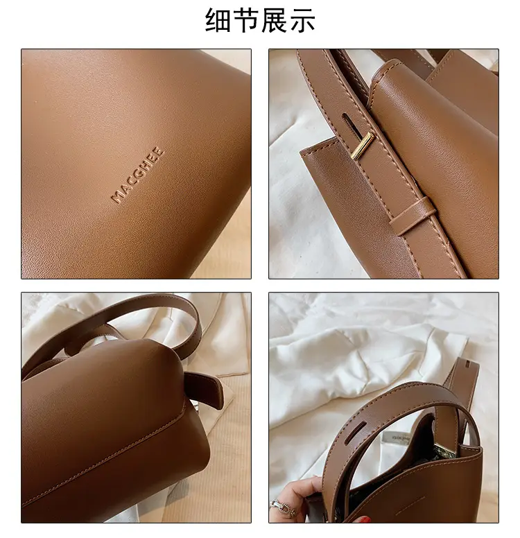 Women's Brown Leather Bucket Bag Small 2024 β feature 4