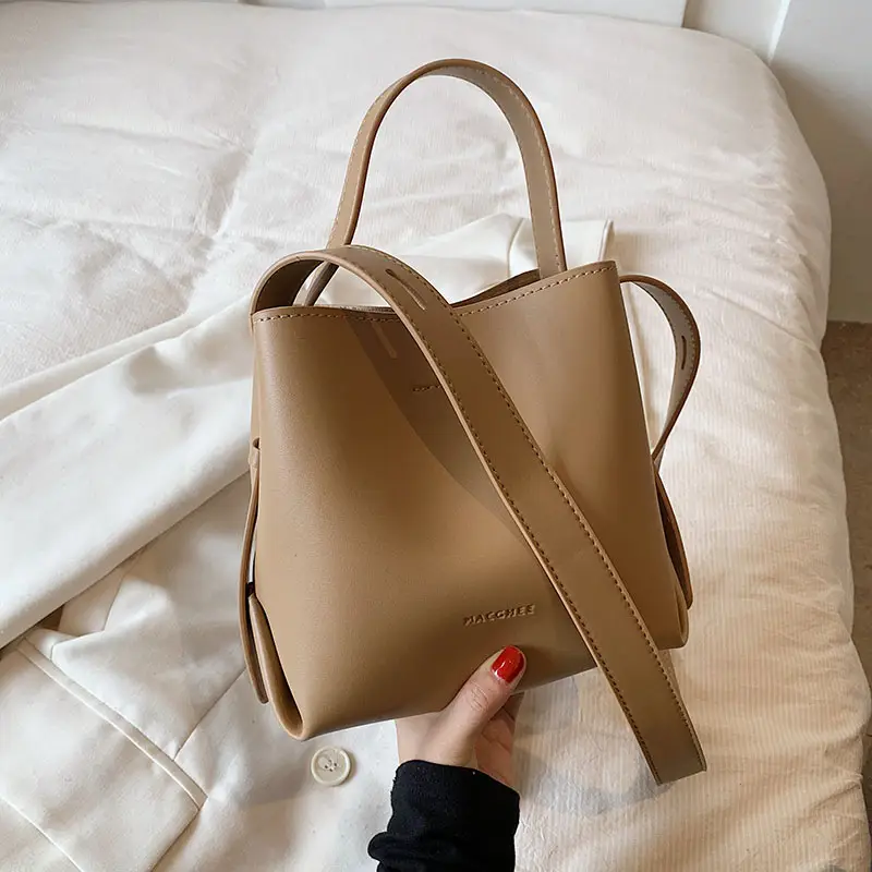 Women's Brown Leather Bucket Bag Small 2024 - Image 2