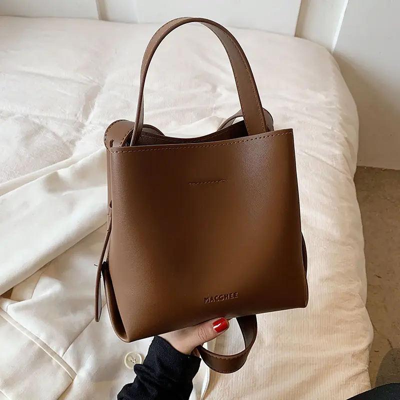 Women's Brown Leather Bucket Bag Small 2024 - Image 5