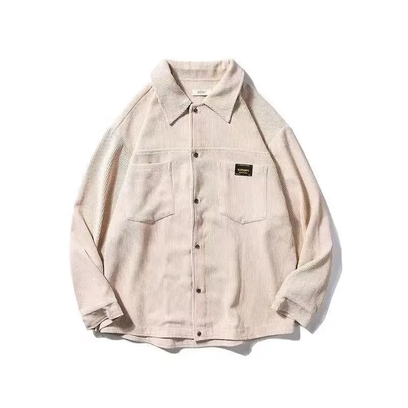Men's Grey Corduroy Long Sleeve Jacket Spring Autumn — feature 6