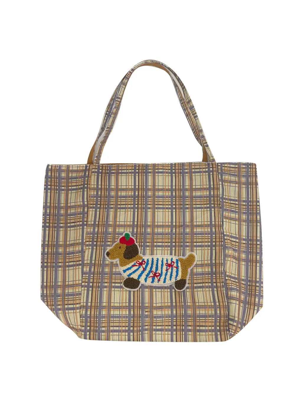 Puppy Plaid Tote Bag Blue Red Underarm Shoulder Bag - Image 11