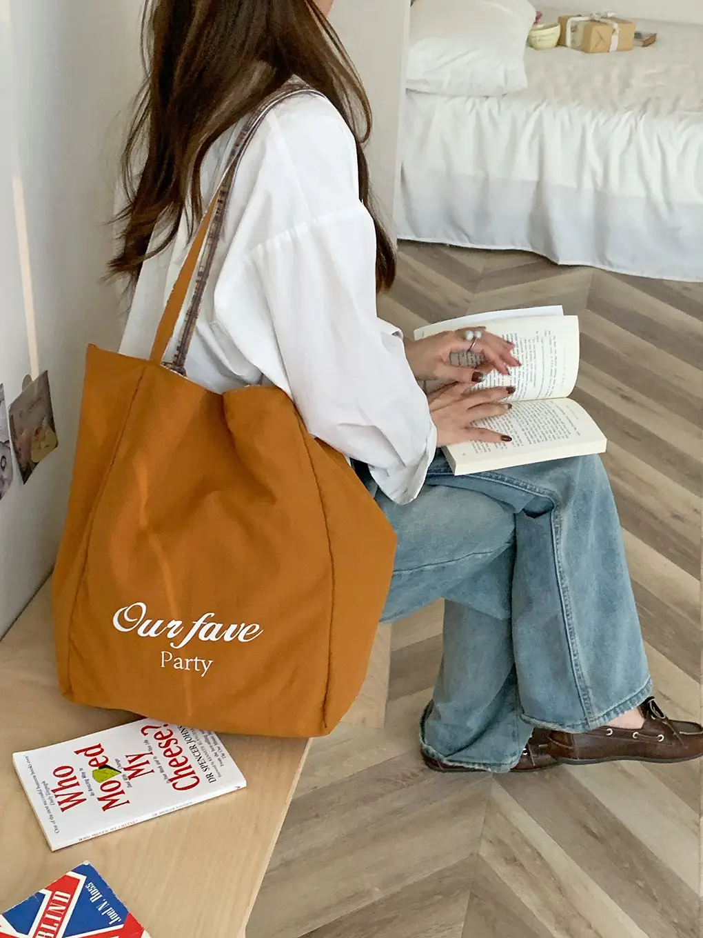 Puppy Plaid Tote Bag Blue Red Underarm Shoulder Bag — feature 21