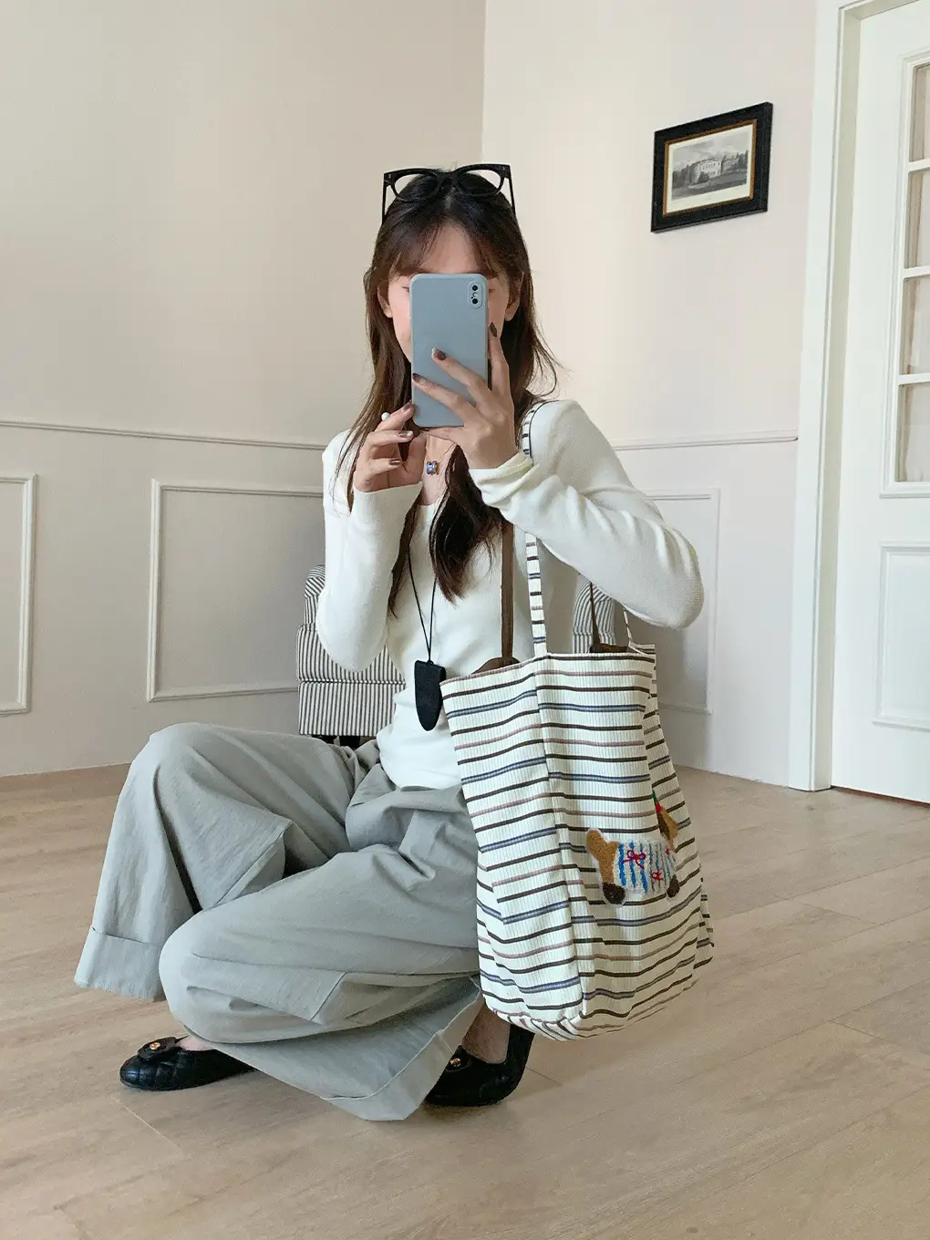 Puppy Plaid Tote Bag Blue Red Underarm Shoulder Bag — feature 24
