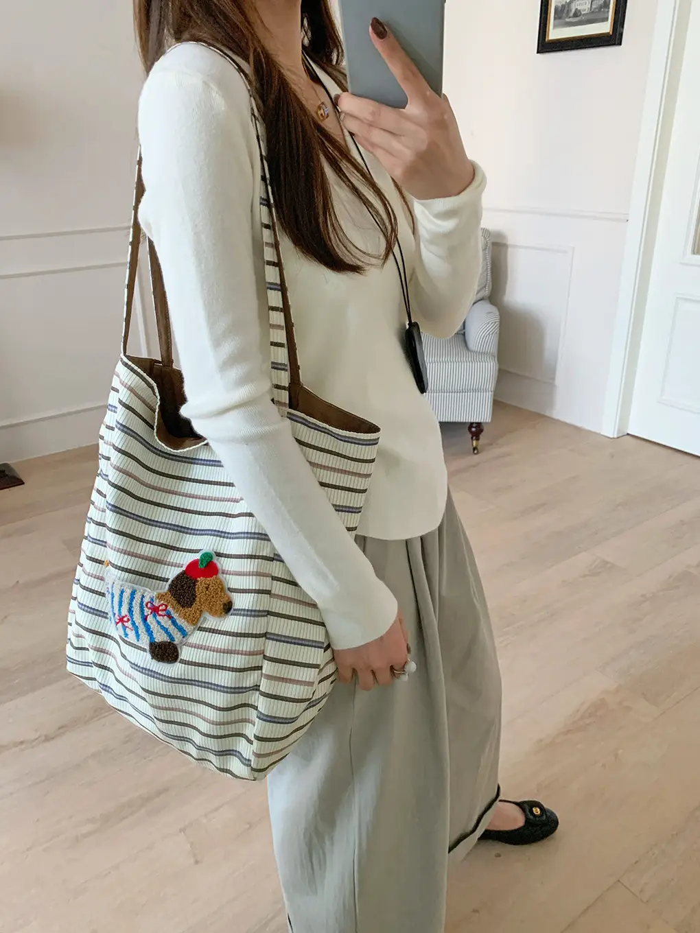 Puppy Plaid Tote Bag Blue Red Underarm Shoulder Bag — feature 26