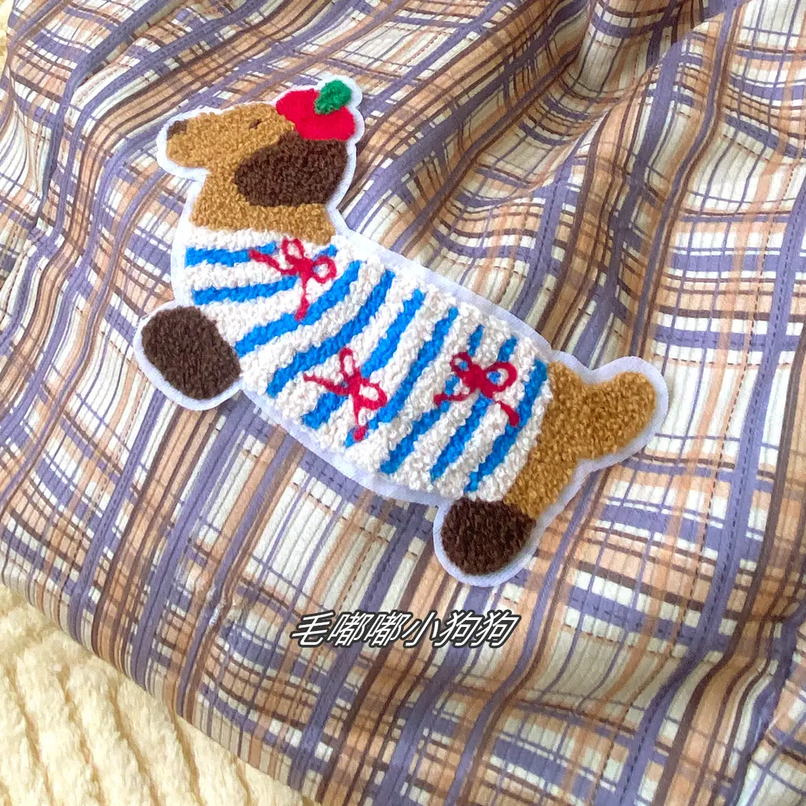 Puppy Plaid Tote Bag Blue Red Underarm Shoulder Bag — feature 39