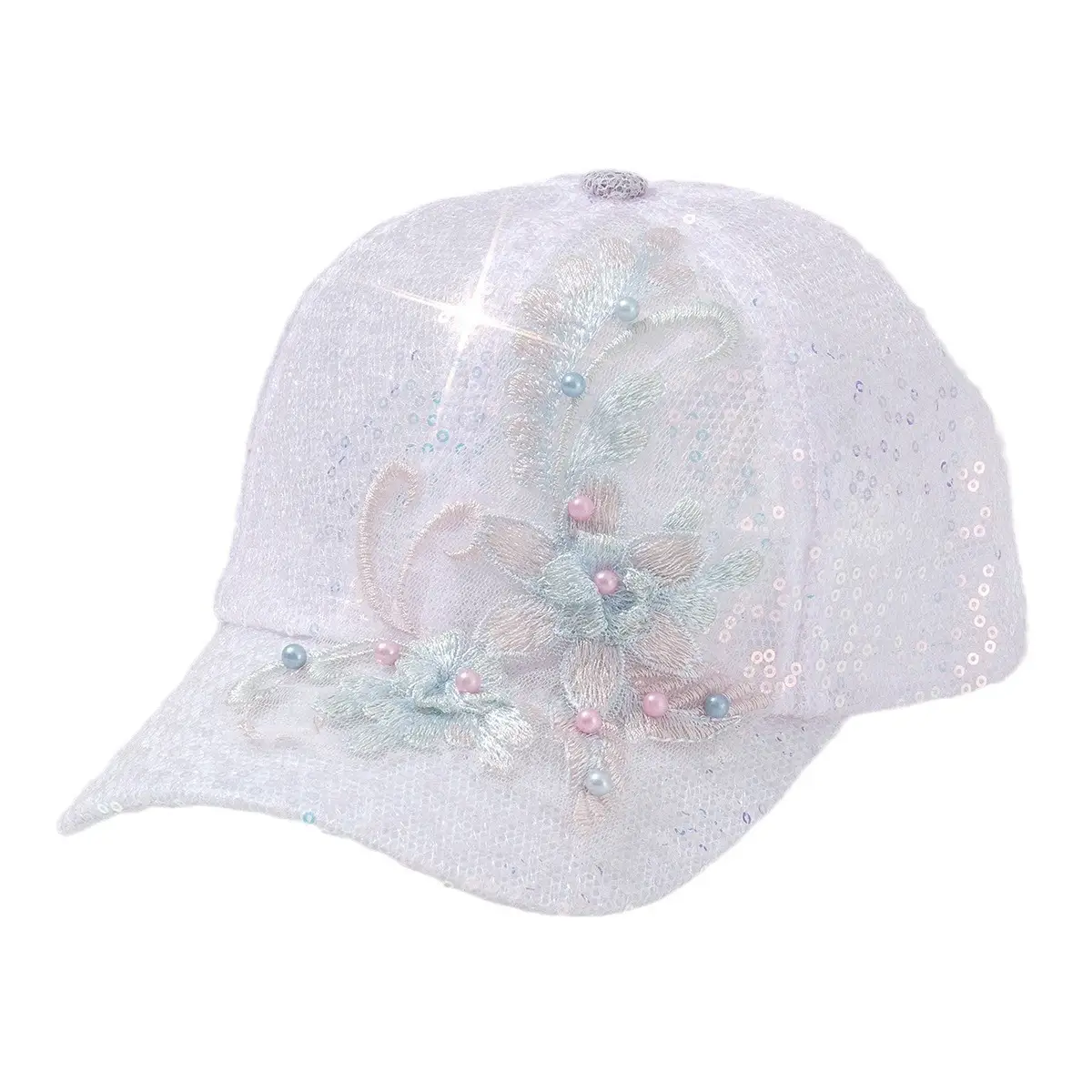 Embroidered Pearl Flower Cap for Women - Image 7