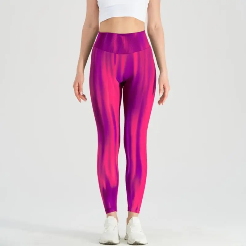 Peach Tie-Dye High Waist Yoga Pants for Women - Image 6