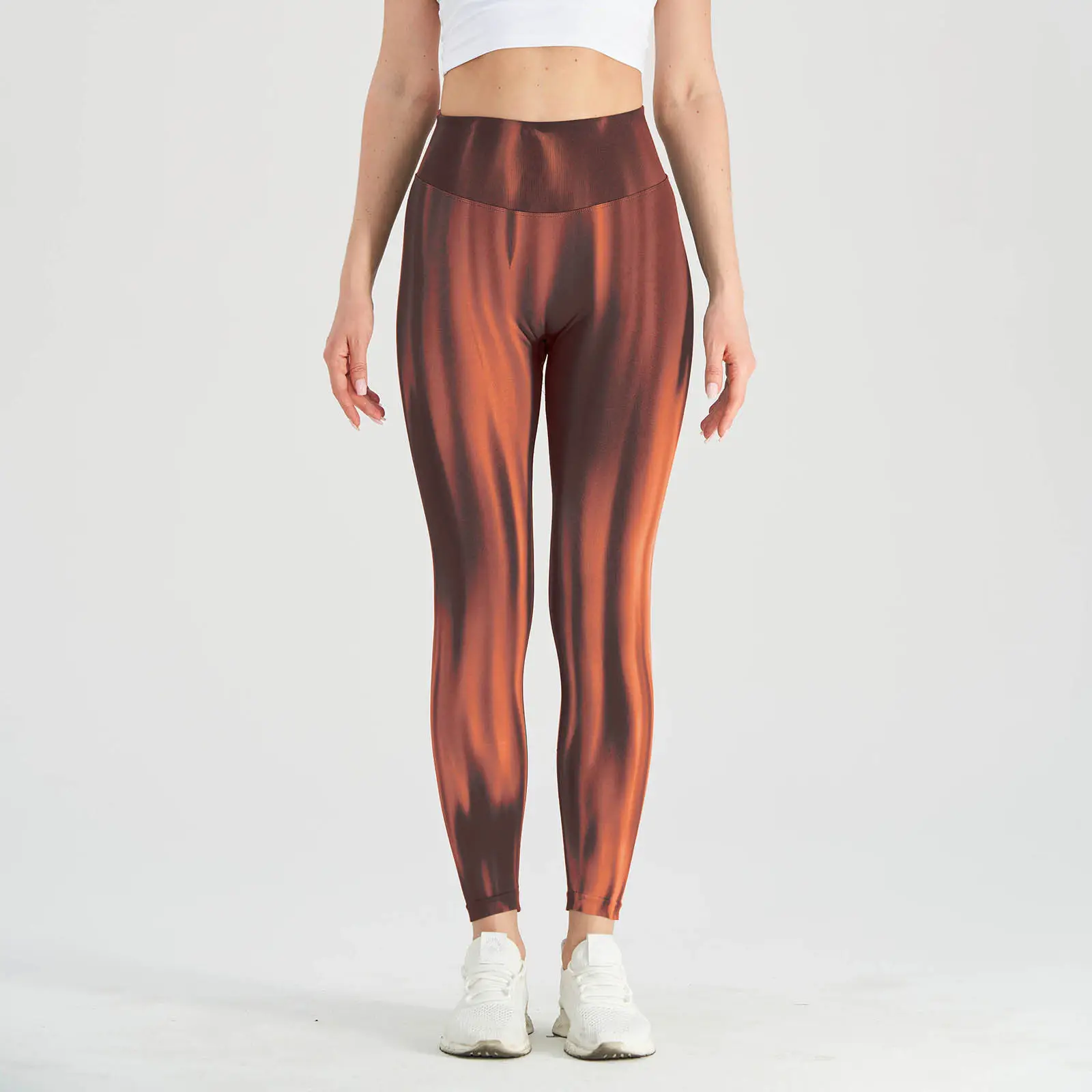 Peach Tie-Dye High Waist Yoga Pants for Women - Image 8