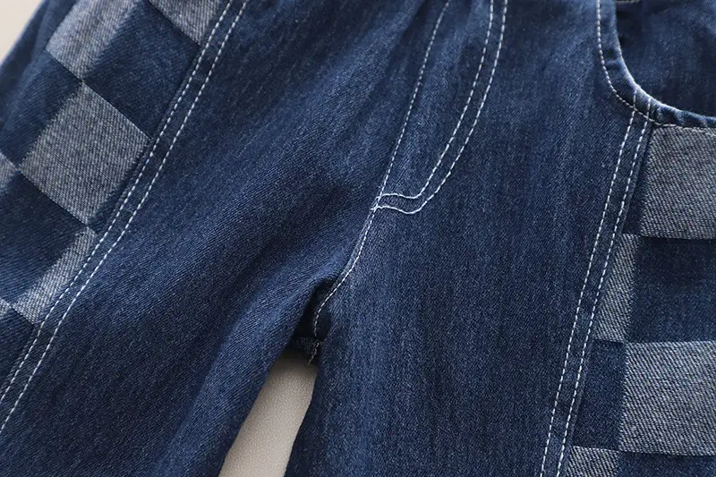 Boys Dark Blue Checkered Pants 2024 New Men — feature 6