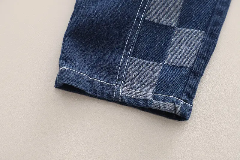 Boys Dark Blue Checkered Pants 2024 New Men — feature 7
