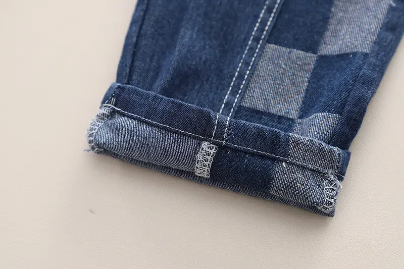 Boys Dark Blue Checkered Pants 2024 New Men — feature 8