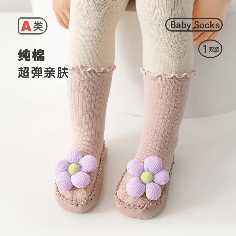 Korean Style Baby Warm Socks with Flower Decor