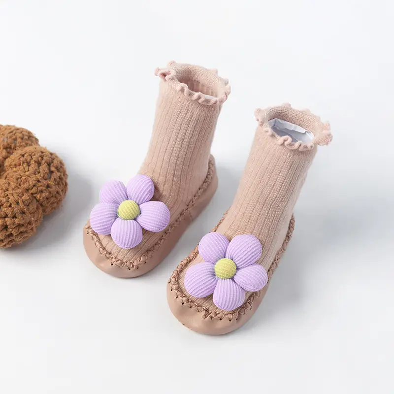 Korean Style Baby Warm Socks with Flower Decor