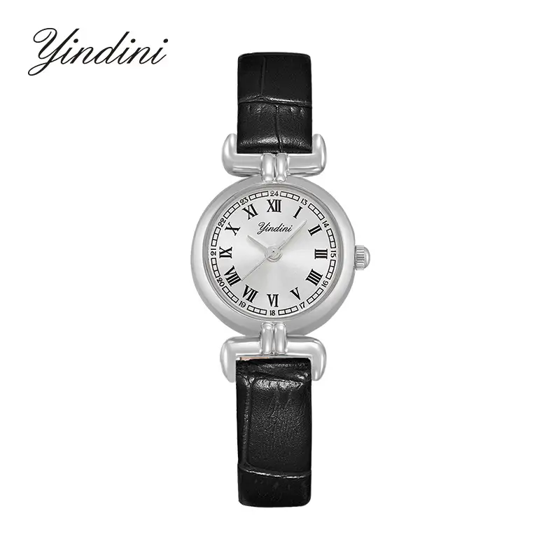 Yindi Women's Quartz Watch Black Brown Leather Strap - Image 3