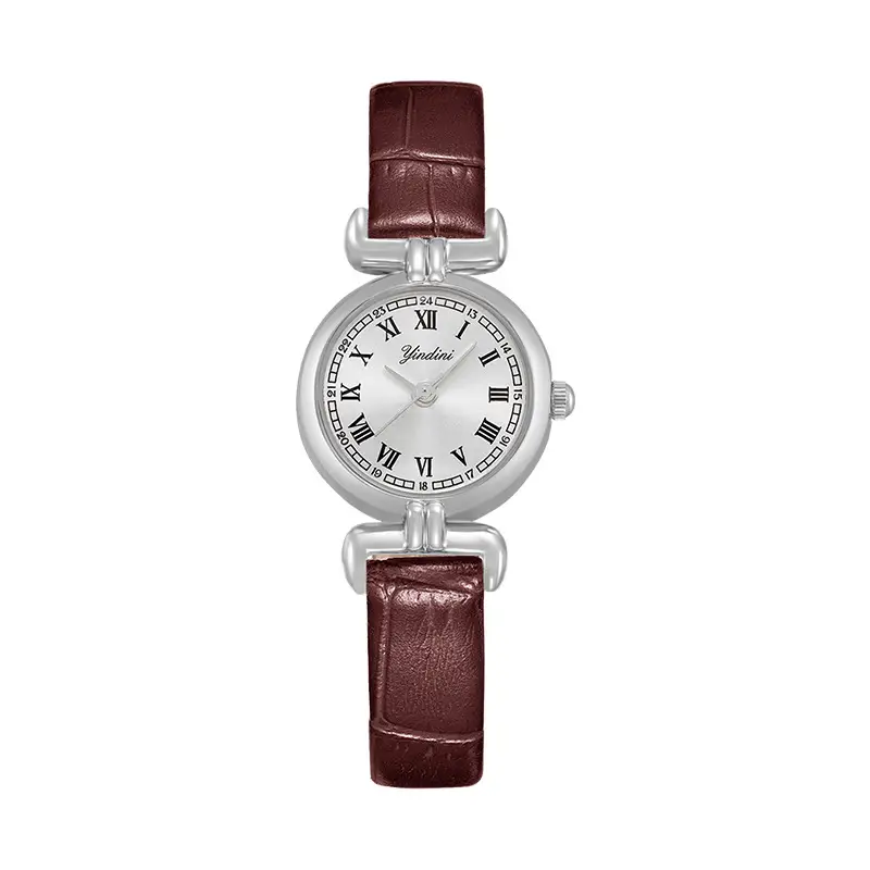 Yindi Women's Quartz Watch Black Brown Leather Strap - Image 2