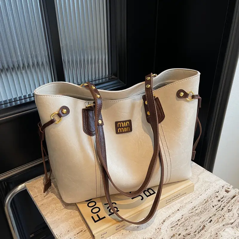 Women's Brown Leather Tote Bag with Tassel Handles - Image 4