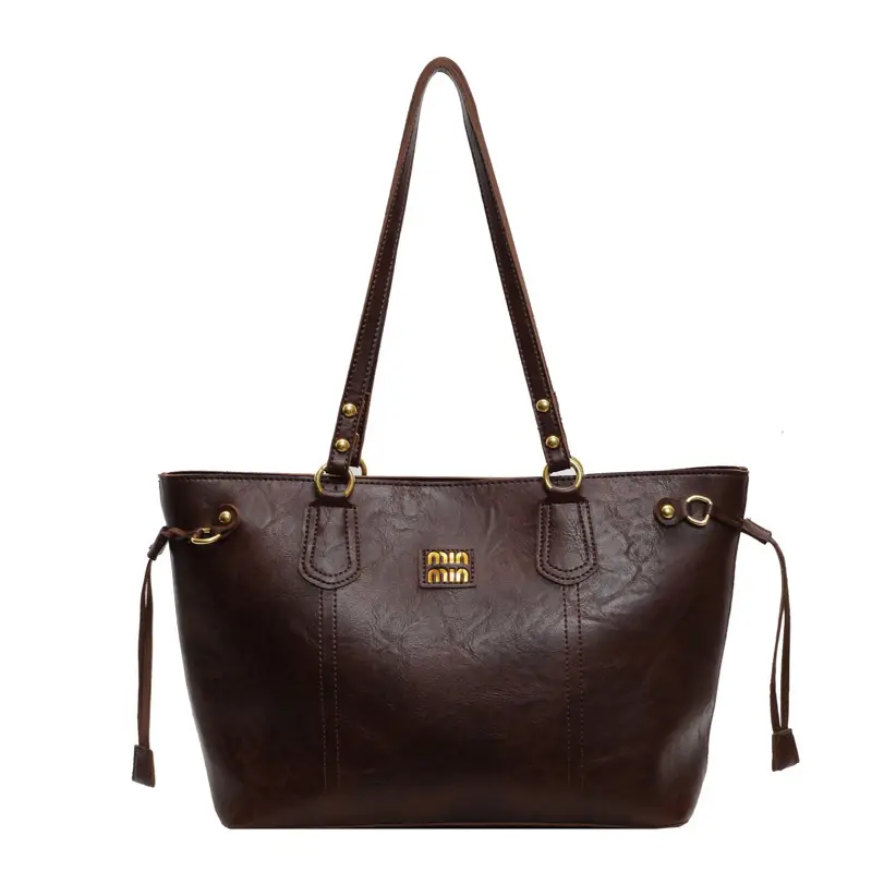 Women's Brown Leather Tote Bag with Tassel Handles - Image 8