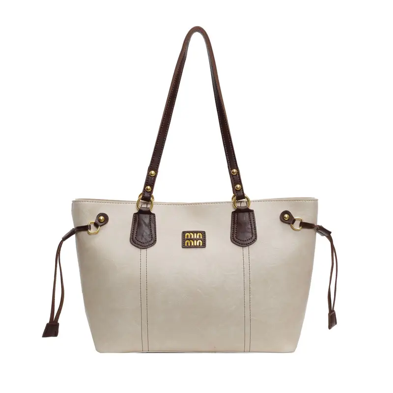 Women's Brown Leather Tote Bag with Tassel Handles - Image 2