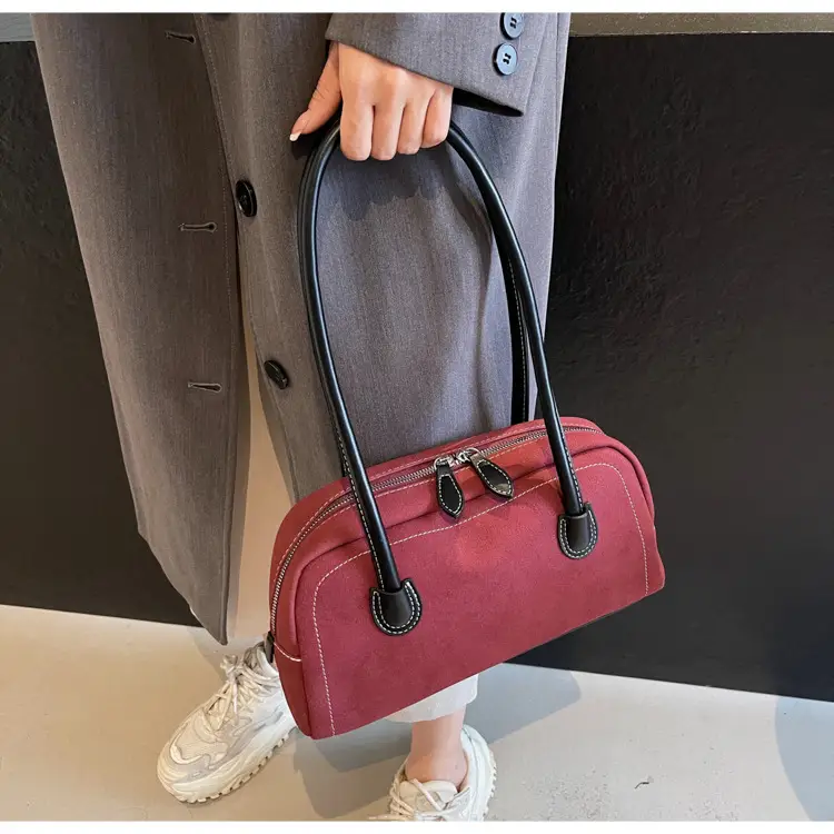 Women Vintage Frosted Shoulder Bag Red 2024 — feature 25