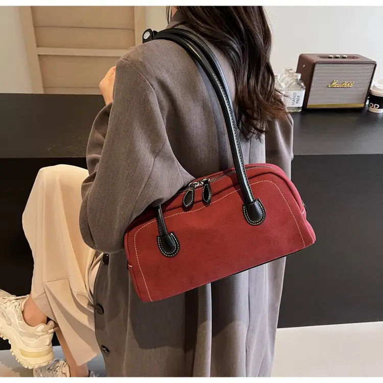 Women Vintage Frosted Shoulder Bag Red 2024 — feature 26