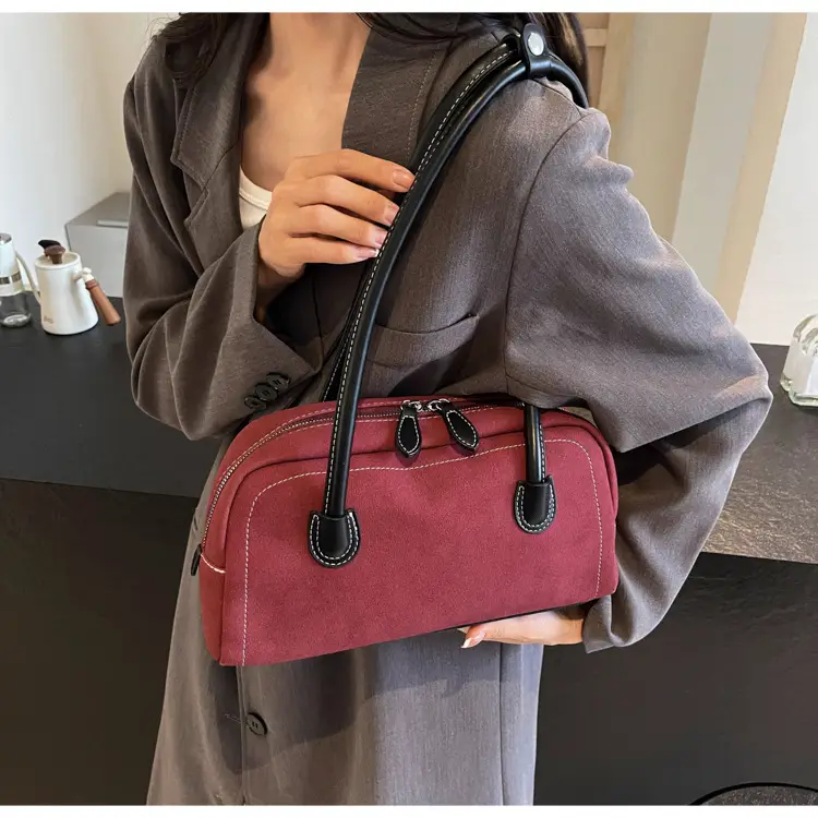 Women Vintage Frosted Shoulder Bag Red 2024 — feature 27