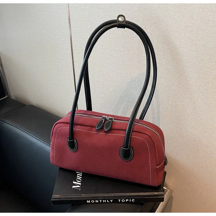 Women Vintage Frosted Shoulder Bag Red 2024 — feature 49