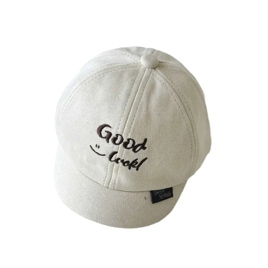 Brown Embroidered Baby Cap "Good Luck" for Kids - Image 10