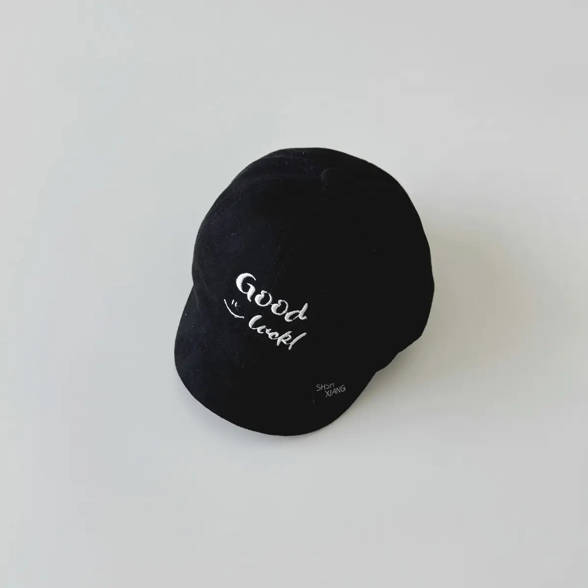 Brown Embroidered Baby Cap "Good Luck" for Kids - Image 5