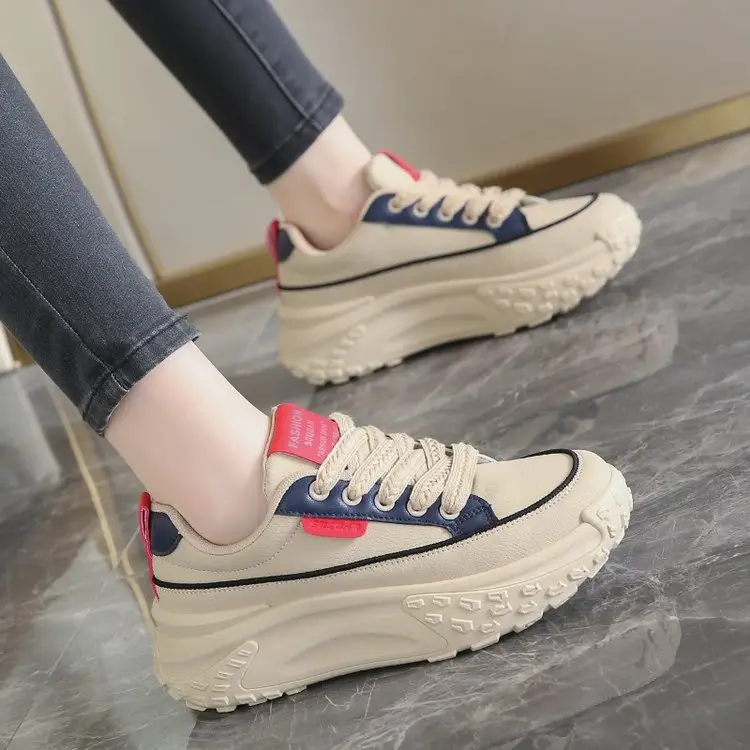 Non-slip Torre Shoes Feet Show Running sneaker 2024 Autumn Platform Shoes Women's Thick-soled Shoes for Small People Show Height Women's Shoes