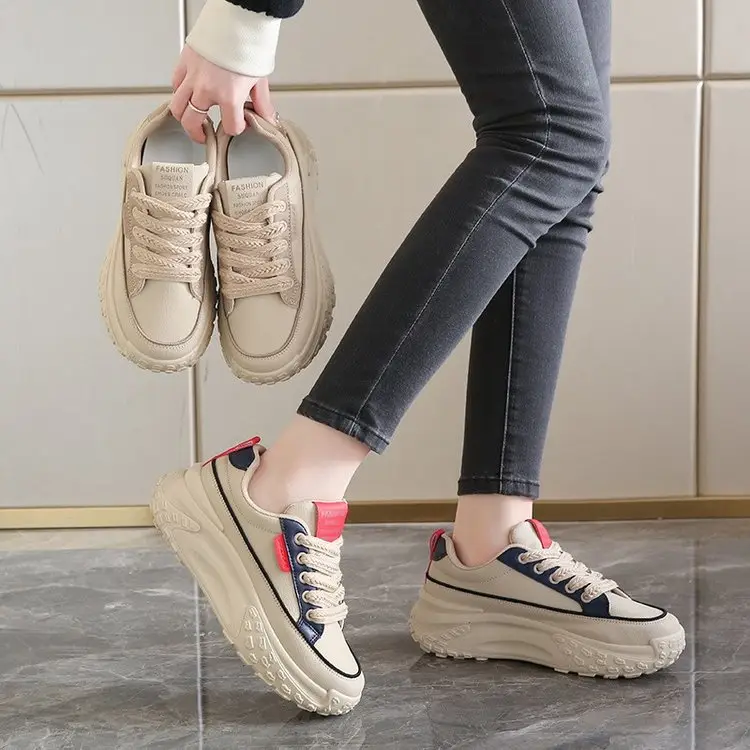 Non-slip Torre Shoes Feet Show Running sneaker 2024 Autumn Platform Shoes Women's Thick-soled Shoes for Small People Show Height Women's Shoes