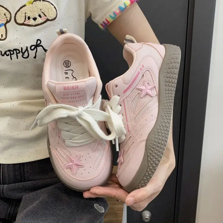 Campus sweet wind stars training board shoes 2024 autumn new high color value thick bottom breathable not stuffy feet sneaker — feature 4