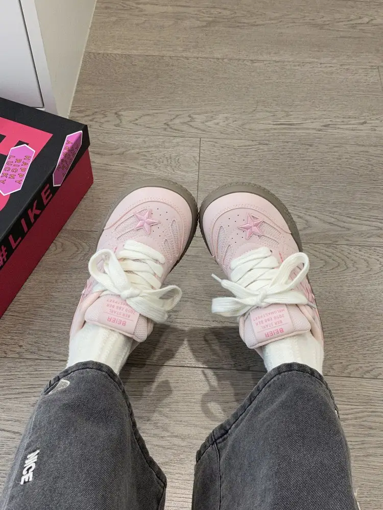 Campus sweet wind stars training board shoes 2024 autumn new high color value thick bottom breathable not stuffy feet sneaker — feature 7